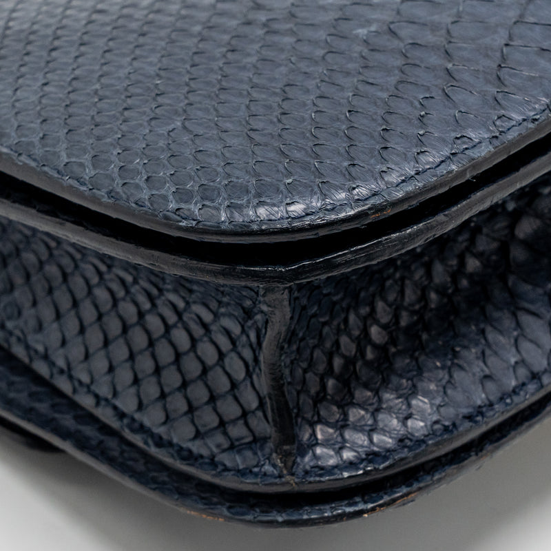 Celine medium classic box bag python navy GHW
