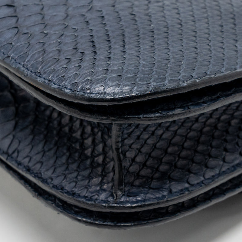 Celine medium classic box bag python navy GHW