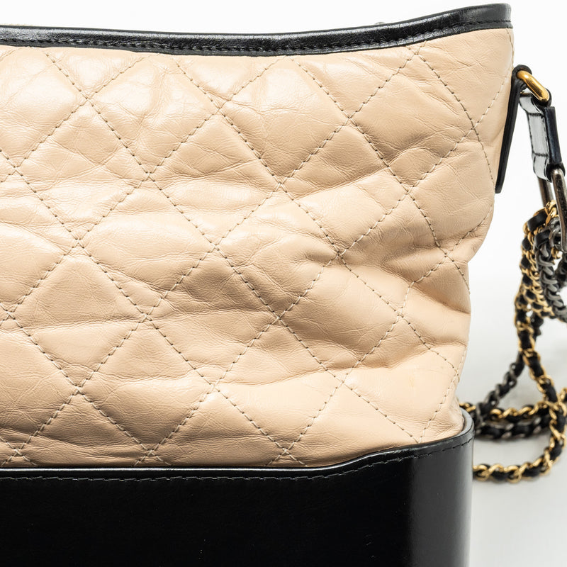 CHANEL Gabrielle Hobo Bag Calfskin Beige Multicolour Hardware