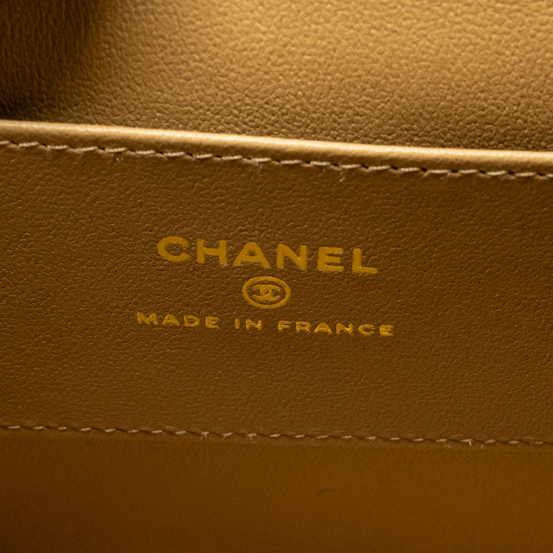 Chanel 25a Suede Patchwork Mini Crossbody Bag Lambskin Brown/black GHW (microchip)