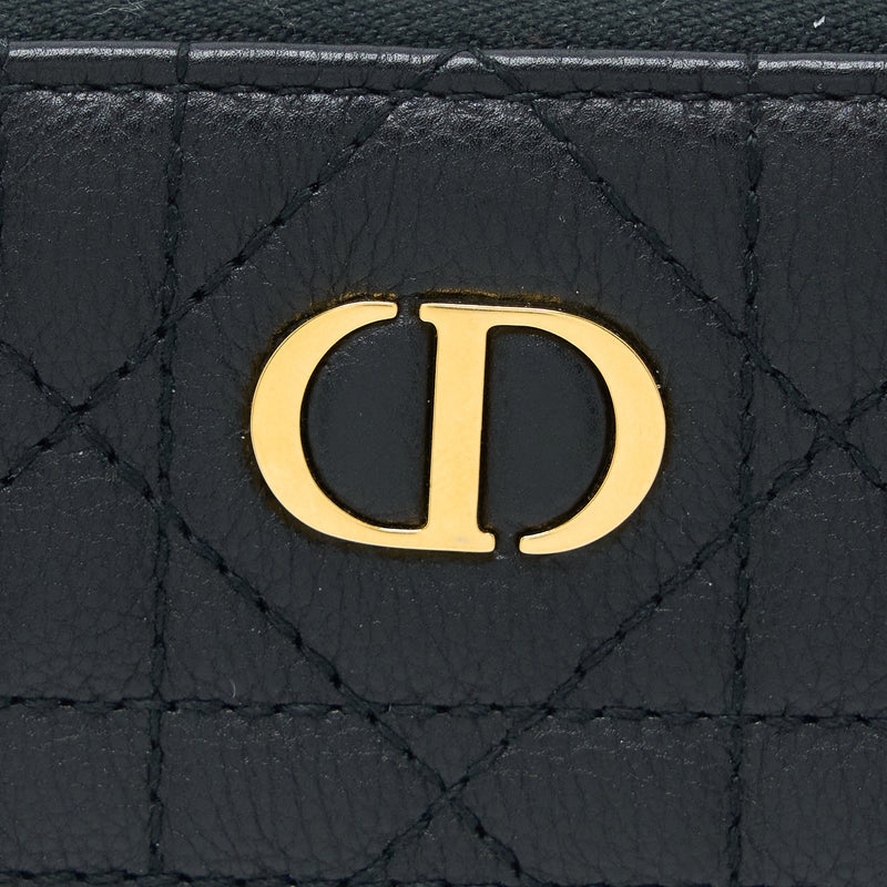 Dior Caro Detachable Card Holder Cannage Supple Calfskin Black GHW