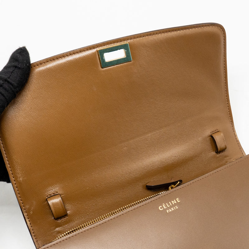 CELINE Medium Classic Box Bag Calfskin Camel GHW