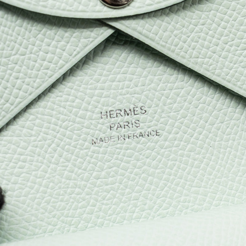 Hermes Calvi Duo Card Holder Epsom Vert Peppermint SHW Stamp W