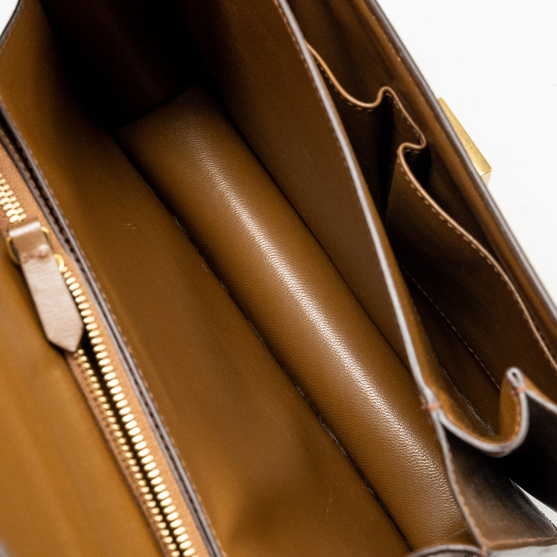 CELINE Medium Classic Box Bag Calfskin Camel GHW