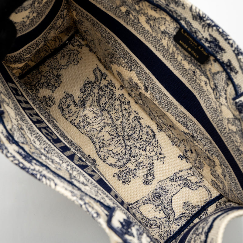 Dior Medium Book Tote Blue Toile de Jouy Embroidery