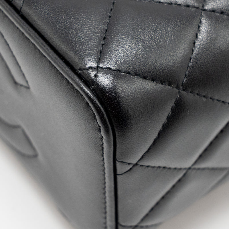 Chanel Top Handle Long Vanity Case Lambskin Black LGHW (Microchip)