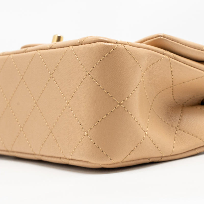 Chanel Pearl Crush mini rectangular flap bag lambskin beige GHW (microchip)