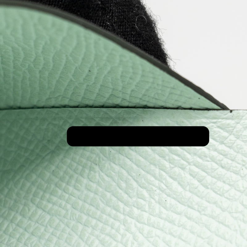 Hermes Calvi Duo Card Holder Epsom Vert Peppermint SHW Stamp W