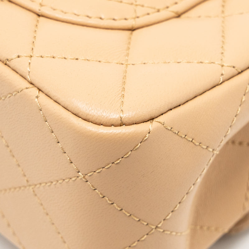 Chanel Pearl Crush mini rectangular flap bag lambskin beige GHW (microchip)