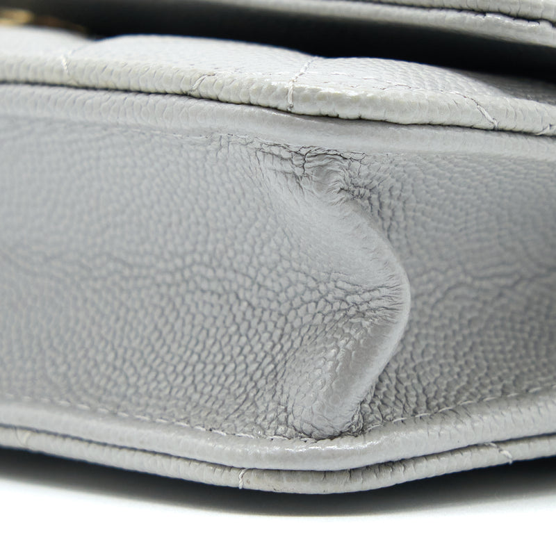 Chanel Classic Wallet on Chain Caviar Light Grey LGHW (Microchip)