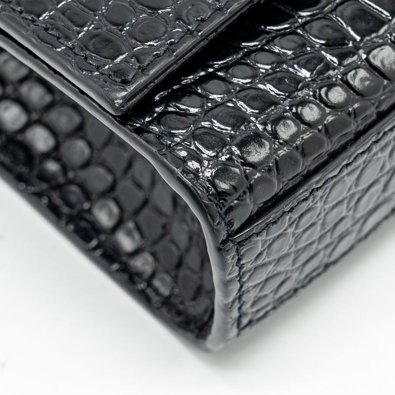 Saint Laurent /YSL Kate Small Chain Wallet With Tassel in Crocodile-Embossed Black SHW