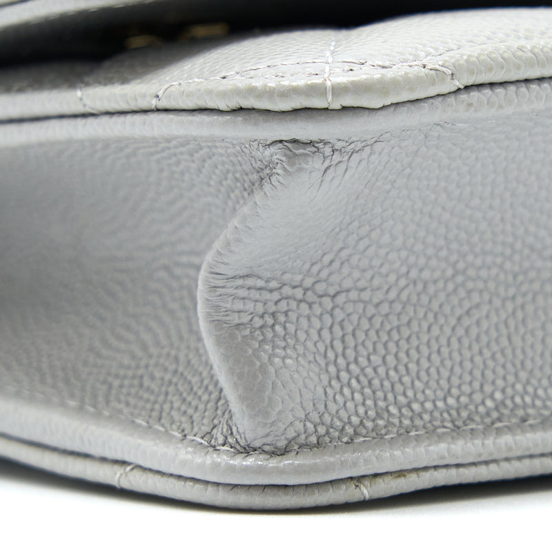 Chanel Classic Wallet on Chain Caviar Light Grey LGHW (Microchip)