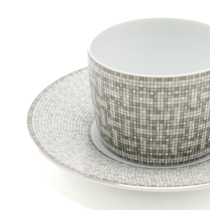 Hermes Mosaique au 24 platinum tea cup and saucer