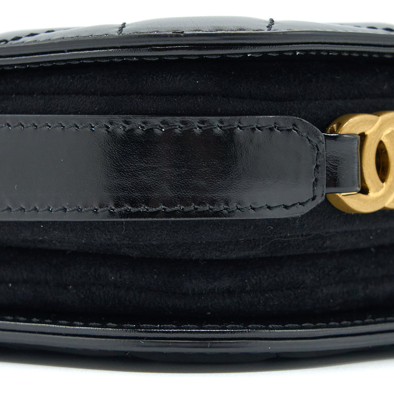 Chanel Crossbody Mini Flap Bag CC Logo Strap Calfskin Black Brushed GHW (Microchip)