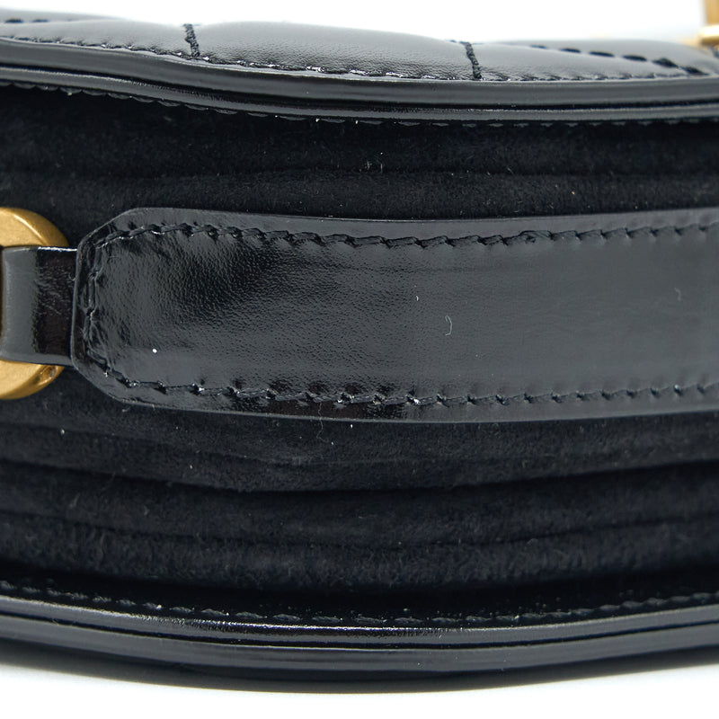 Chanel Crossbody Mini Flap Bag CC Logo Strap Calfskin Black Brushed GHW (Microchip)