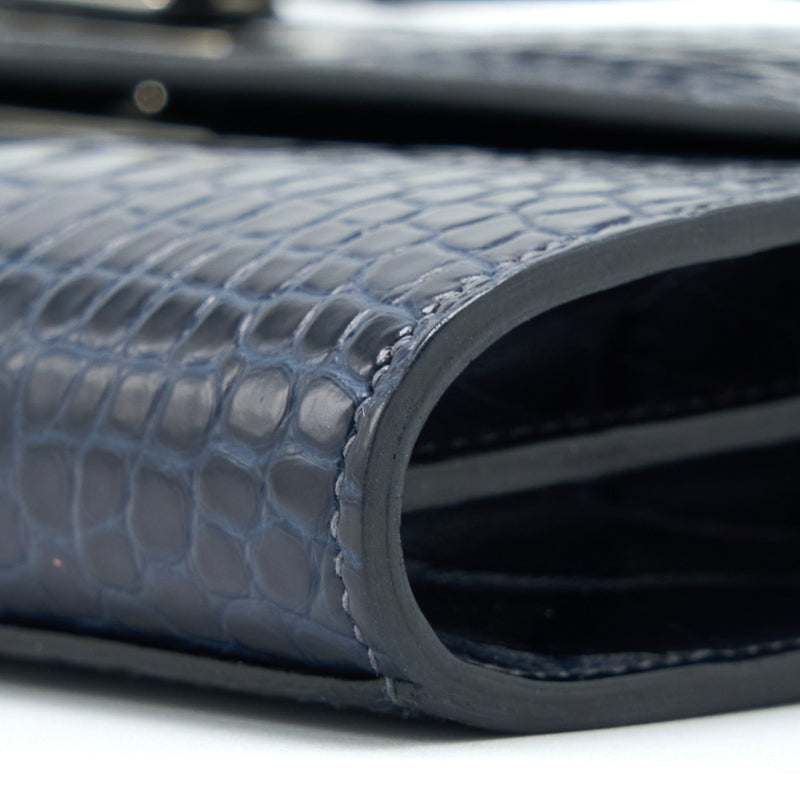 Hermes Kelly To Go Alligator Mississippiensis Mat Blue Indigo SHW Stamp Z
