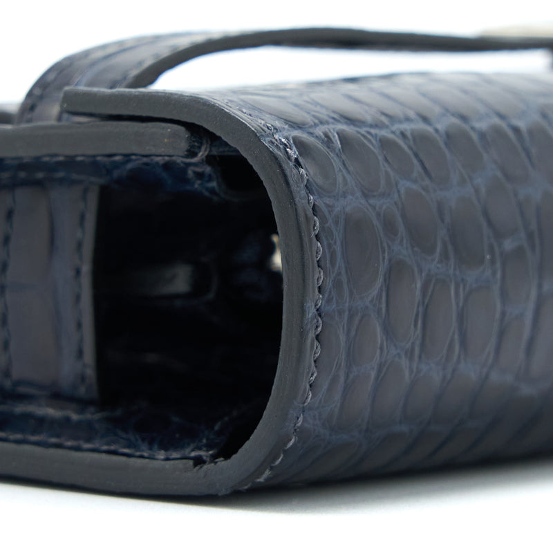 Hermes Kelly To Go Alligator Mississippiensis Mat Blue Indigo SHW Stamp Z