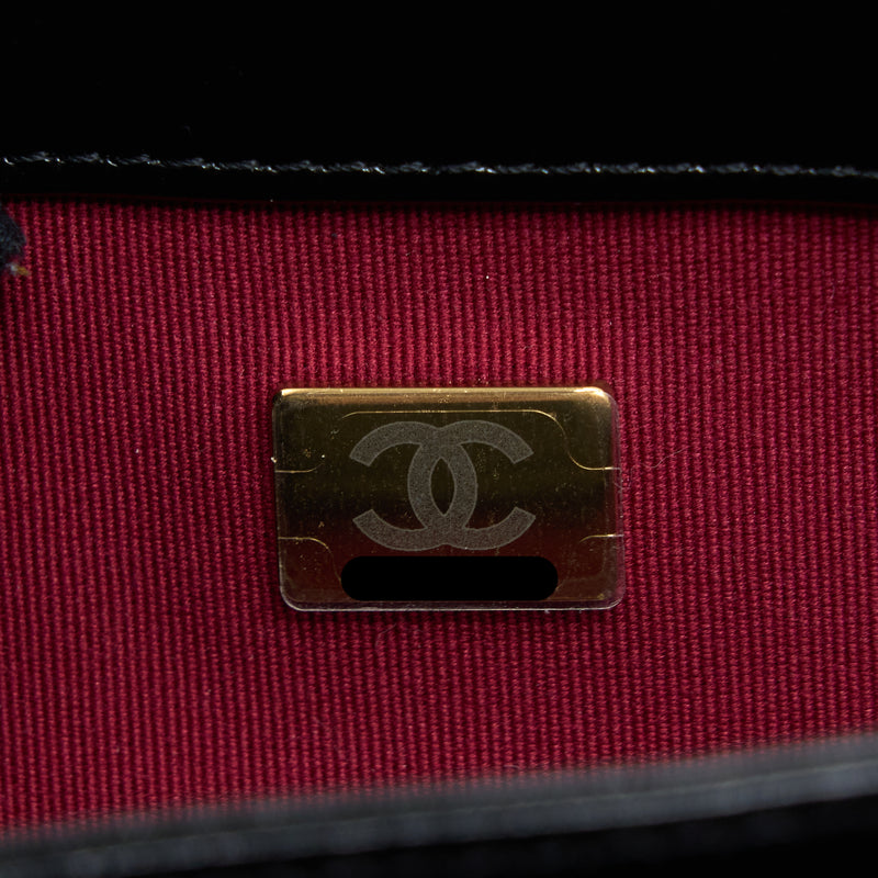 Chanel Crossbody Mini Flap Bag CC Logo Strap Calfskin Black Brushed GHW (Microchip)