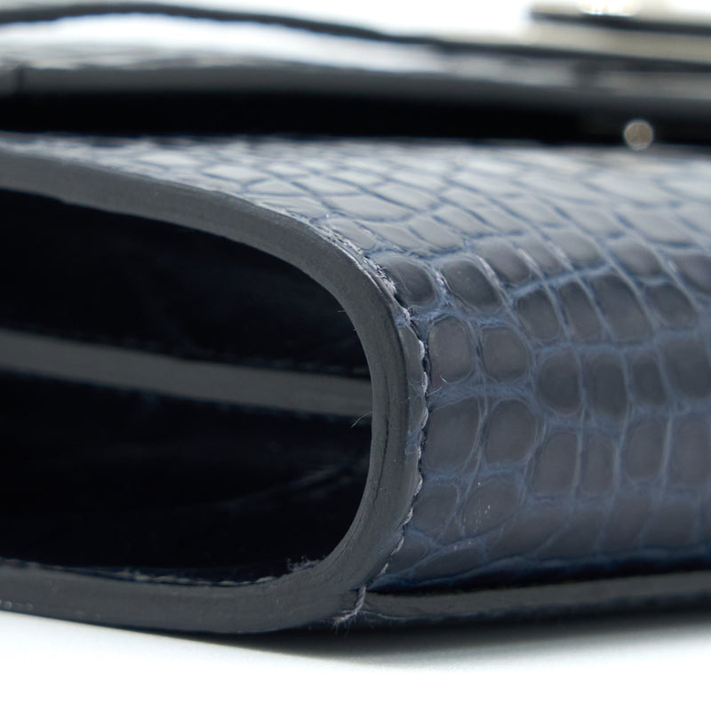 Hermes Kelly To Go Alligator Mississippiensis Mat Blue Indigo SHW Stamp Z