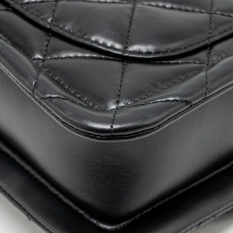 Chanel Quilted square flap bag lambskin black GHW
