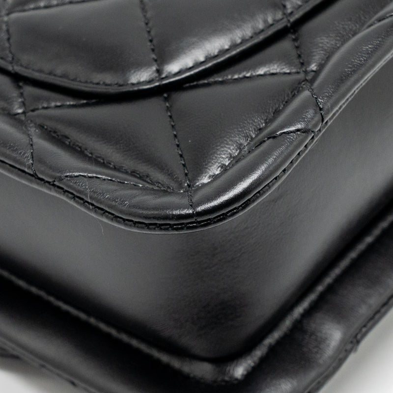 Chanel Quilted square flap bag lambskin black GHW