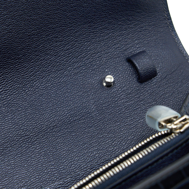 Hermes Kelly To Go Alligator Mississippiensis Mat Blue Indigo SHW Stamp Z