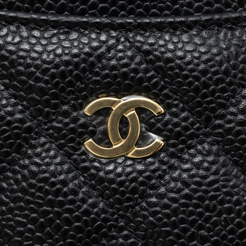 Chanel card holder grained calfskin in black with gold CC logo