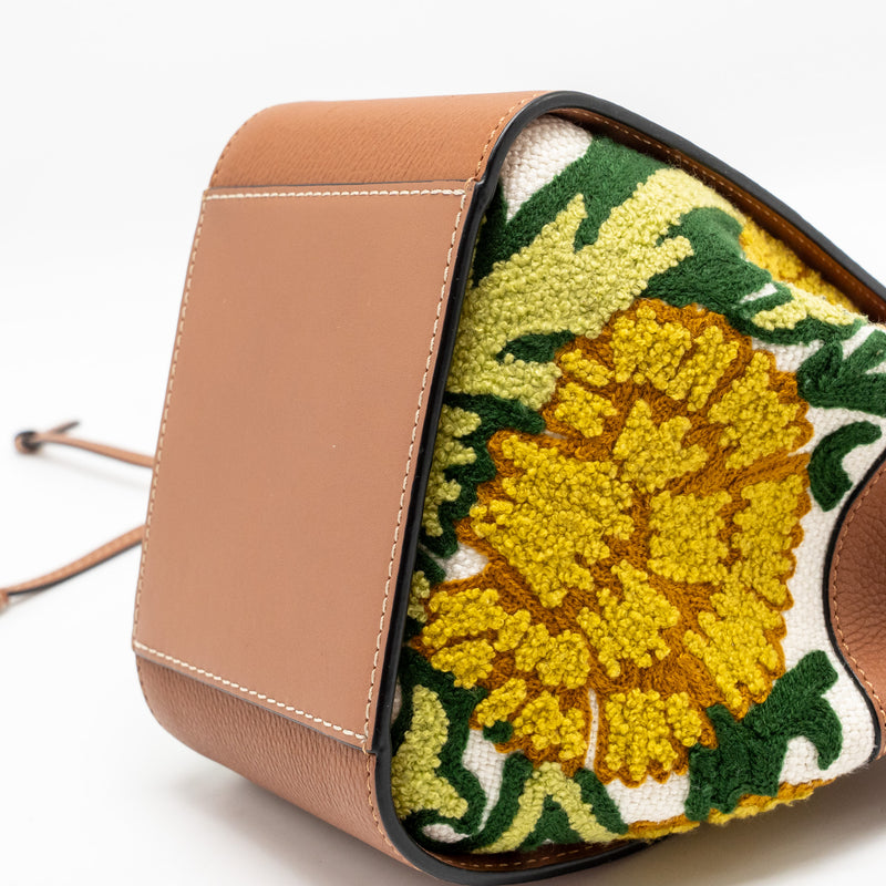 Loewe x William De Morgan Mini Hammock Floral-Embroidered Shoulder Bag Calfskin Tan/ Multicolour GHW
