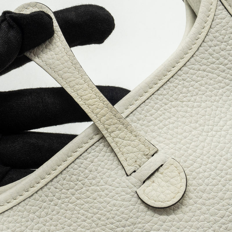 Hermes Mini Evelyne Clemence New White SHW Stamp B