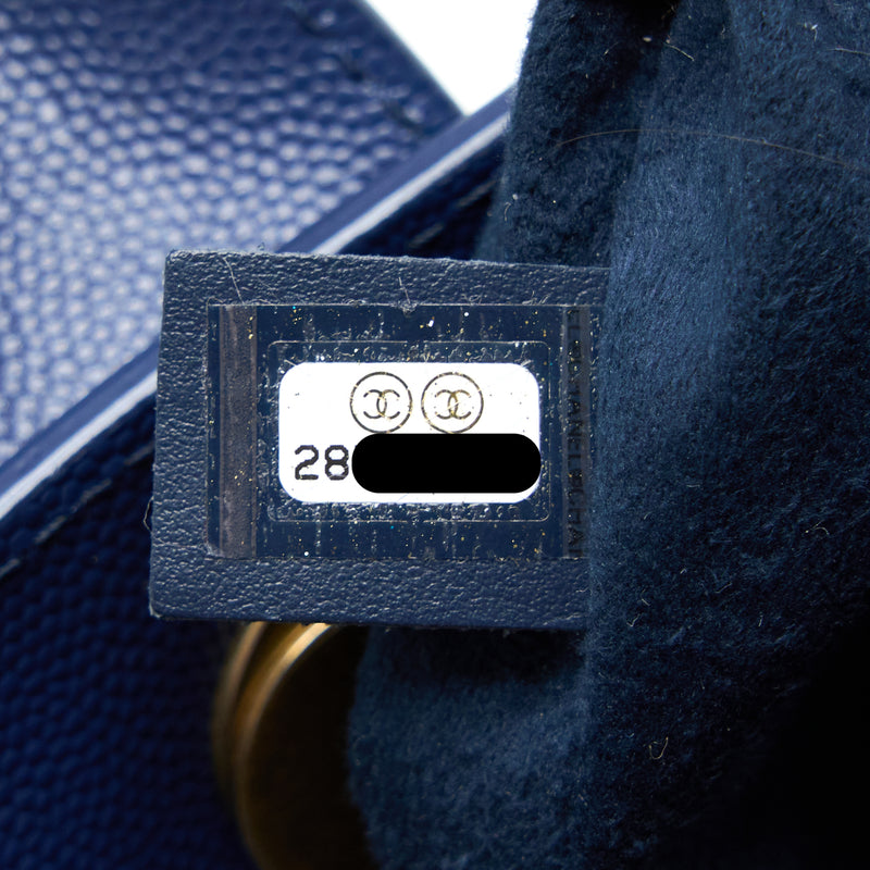Chanel Deauville Tote Bag Grained Calfskin Navy GHW