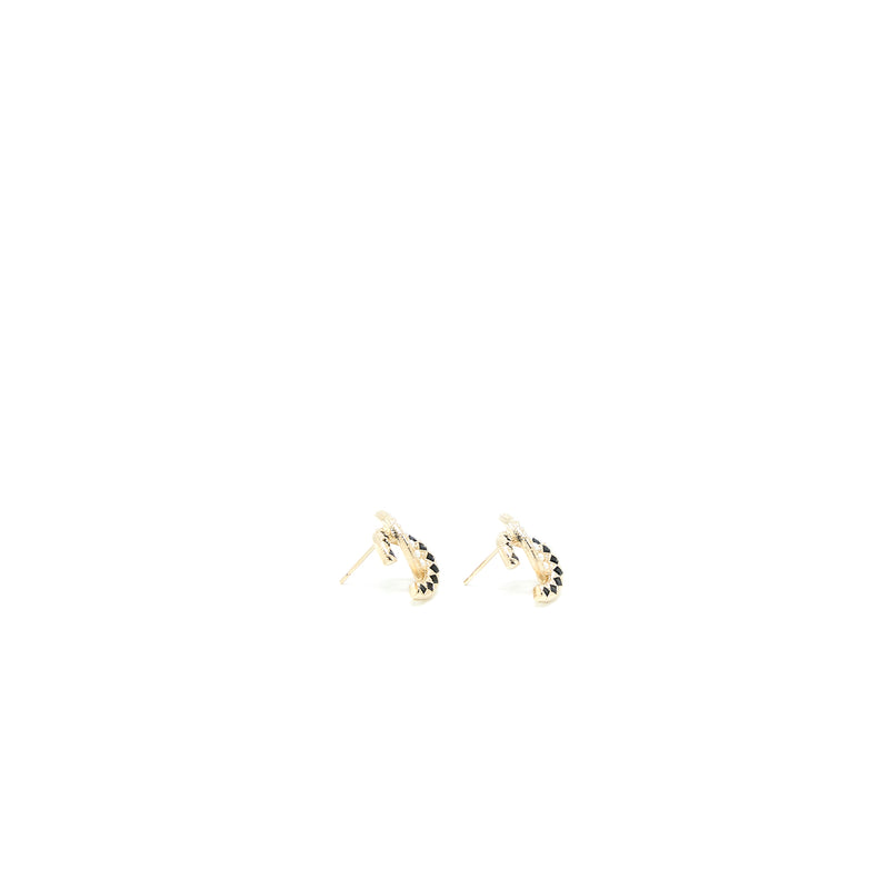Chanel CC Logo Earrings Black Crystal/Pearl Light Gold Tone