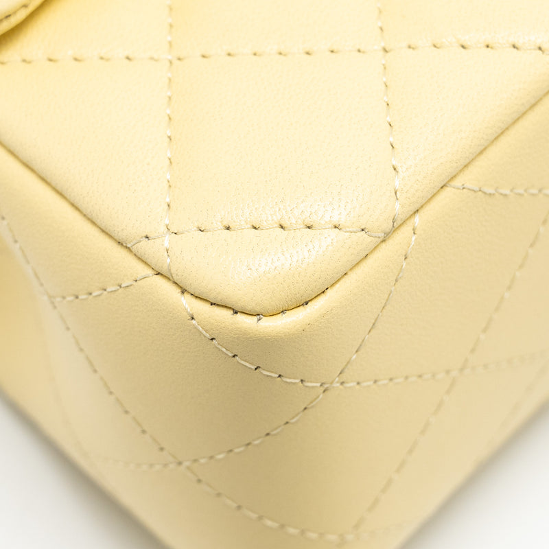 Chanel Mini Rectangular Flap Bag Lambskin Yellow LGHW