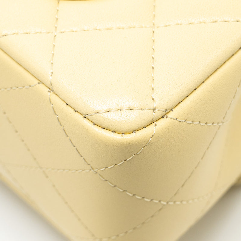 Chanel Mini Rectangular Flap Bag Lambskin Yellow LGHW