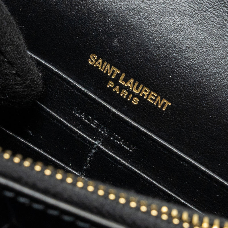 Saint Laurent/YSL Kate Tassel Croc-Embossed Calfskin Black GHW