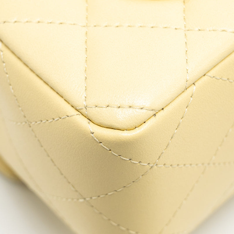 Chanel Mini Rectangular Flap Bag Lambskin Yellow LGHW