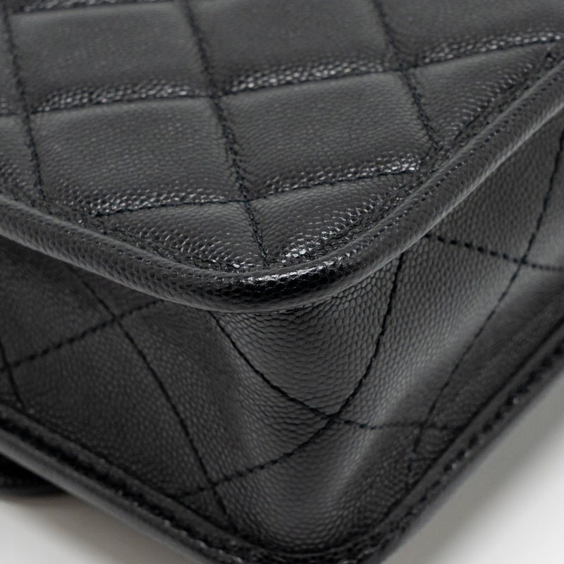 Chanel 22K Mini Flap Bag with Top Handle Shiny Grained Calfskin Black GHW (Microchip)