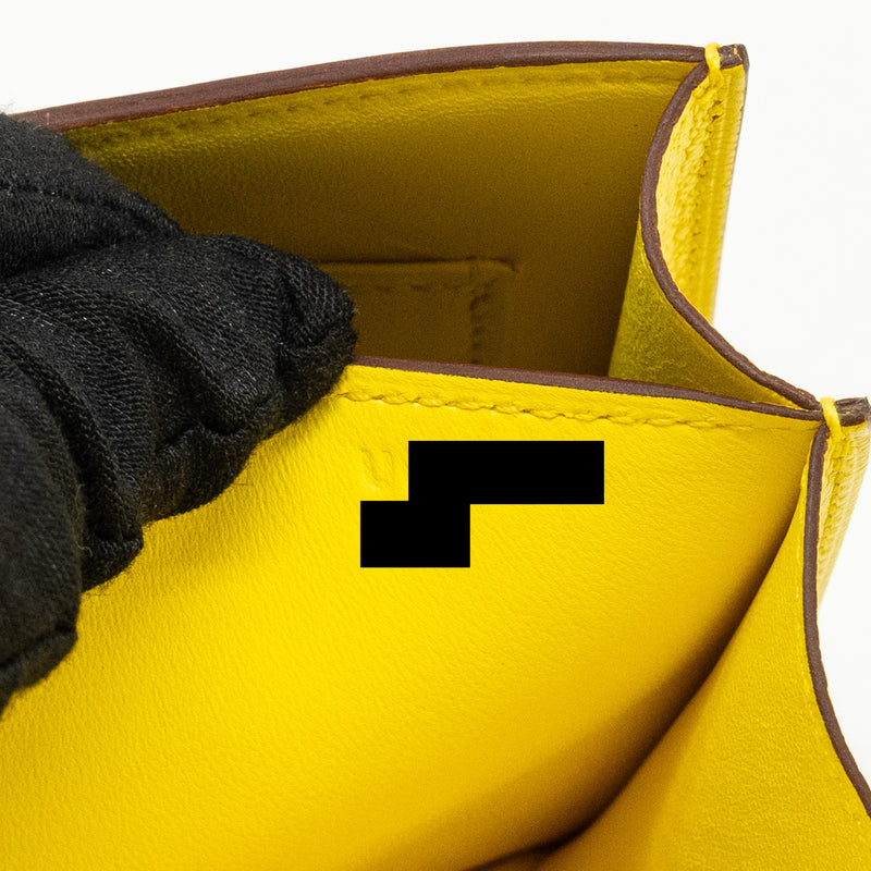 Hermes Mini Constance Chevre Mysore jaune citron SHW stamp U