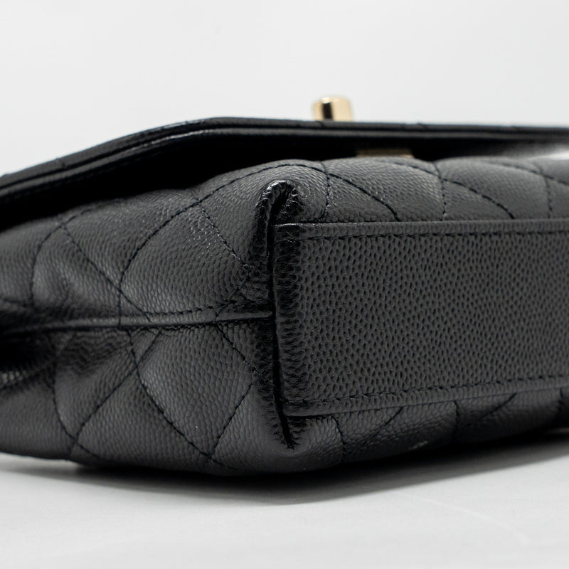 Chanel Coco Handle Clutch with Chain caviar Black LGHW (Microchip)