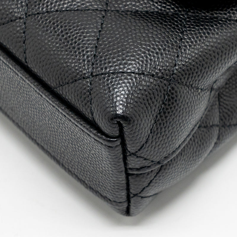 Chanel Coco Handle Clutch with Chain caviar Black LGHW (Microchip)