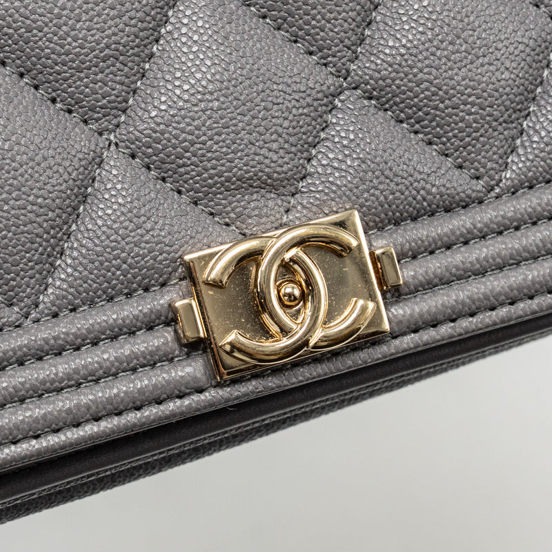 Chanel Boy Wallet on Chain Caviar Grey LGHW
