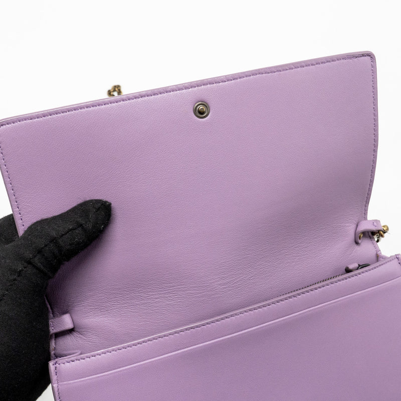 Bottega Veneta Intrecciato Wallet On Chain Leather Purple/Grey GHW