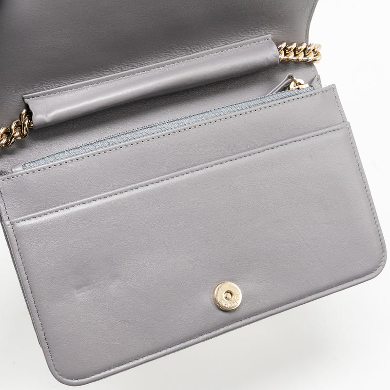 Chanel Boy Wallet on Chain Caviar Grey LGHW