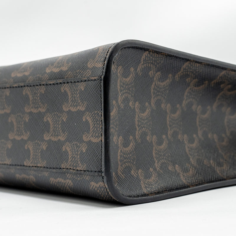 Celine Vertical Cabas in Triomphe Canvas Black / Multicolour GHW