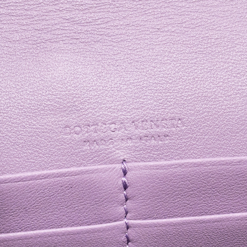 Bottega Veneta Intrecciato Wallet On Chain Leather Purple/Grey GHW