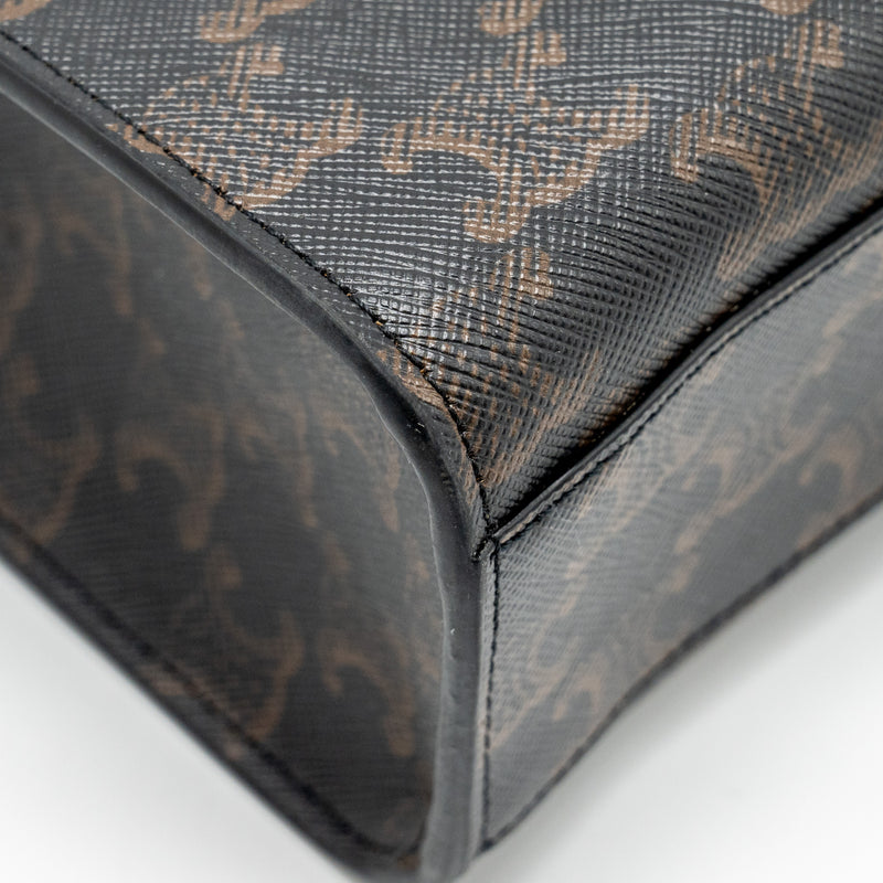 Celine Vertical Cabas in Triomphe Canvas Black / Multicolour GHW