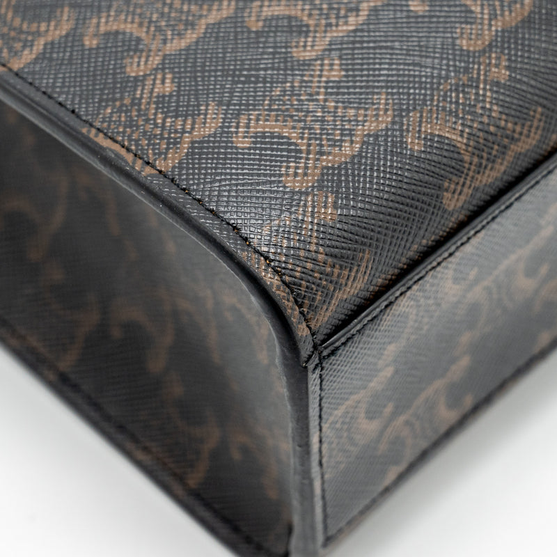 Celine Vertical Cabas in Triomphe Canvas Black / Multicolour GHW
