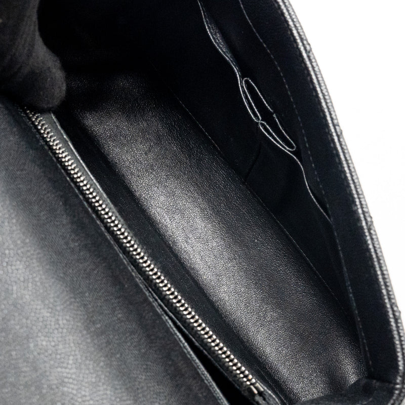 Chanel Medium Coco Handle Flap Bag Lizard Embossed Handle Caviar Black Ruthenium Hardware