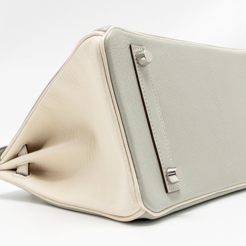 Hermes Birkin 25 Special Order Chèvre Mysore Gris Perle/Craie Brushed SHW Stamp U