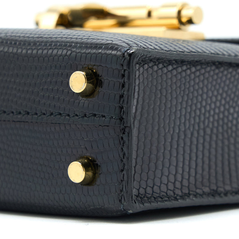 Hermes Mini Verrou Lizard Black GHW Stamp D