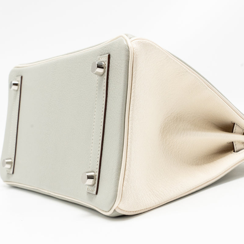 Hermes Birkin 25 Special Order Chèvre Mysore Gris Perle/Craie Brushed SHW Stamp U